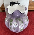 Fenton Art Glass Lavender Lady Dragonfly on Violet Overlay Vase Sweet Briar Plum