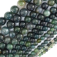 Natural Green Moss Agate Round Beads Gemstone 15" Strand 4mm 6mm 8mm 10mm 12mm