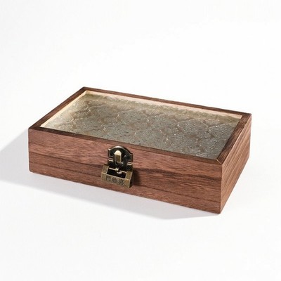 Aufbewahrungsbox mit Glasdeckel Vintage Holzkiste mit Klappdeckel Natur für
