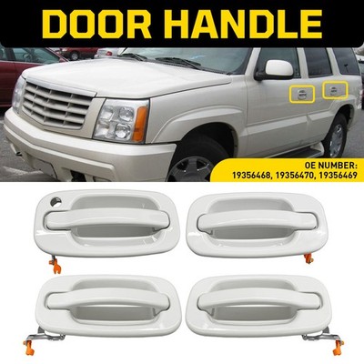 4x Front & Rear Exterior White Door Handles For 99-07 Chevy GMC Silverado Sierra