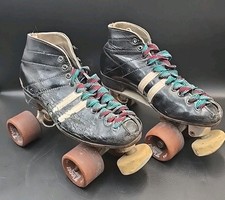 Vintage Chicago Custom Super Jet Black Reidell Leather Roller Skates US Men's 5