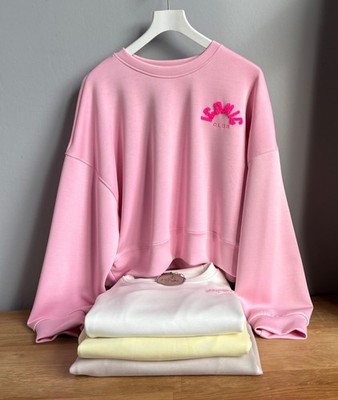 kurzes Sweatshirt Italy Gr. S M L XL 36 38 40 42 Damen 4 Farben Jersey Oversize