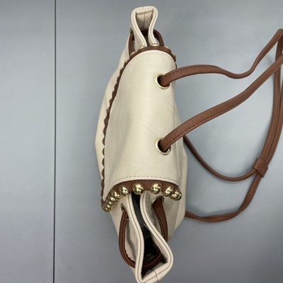 big buddha studded mini backpack Big Buddha Mini Small Bucket Backpack Shoulder Bag Cinch Studded Cream  Beige