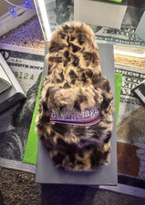 Balenciaga Men  s Animal Print Faux Fur Slide Slippers Brown/Black US 11