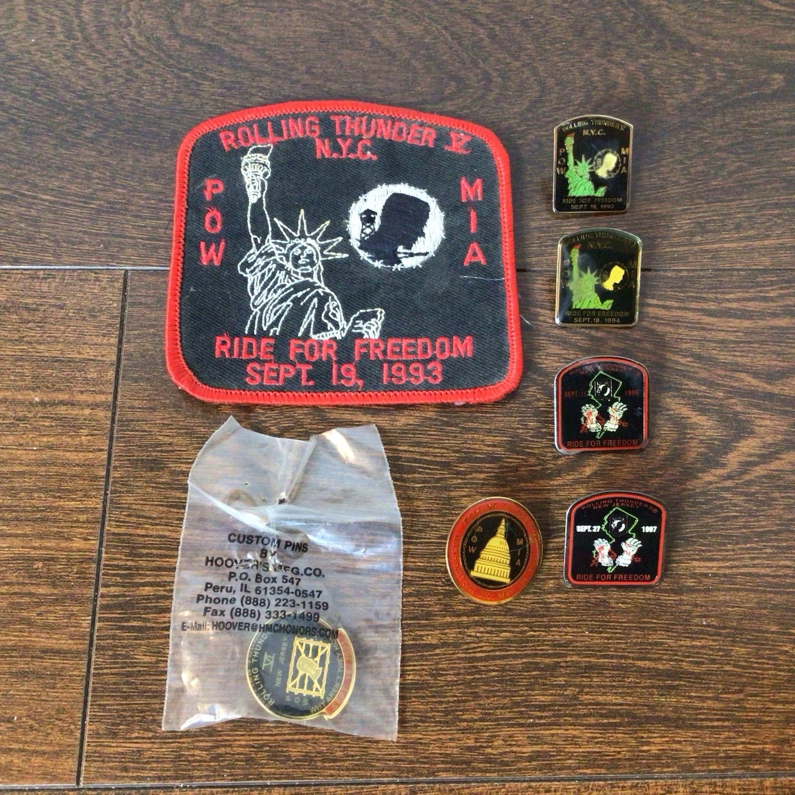 Lot Rolling Thunder Motorcycle Ride For Freedom POW MIA New Jersey NJ NYC Pins