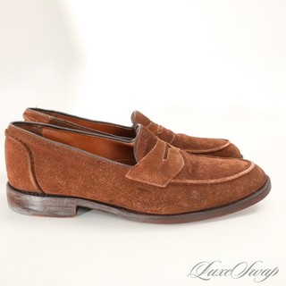 #1 MENSWEAR Ralph Lauren Made in USA Mink Brown Suede Penny Loafers Shoes 9 NR