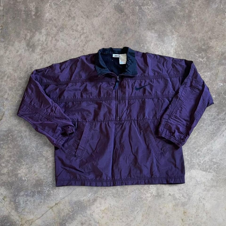 Vintage 90s Nike half zip windbreaker jacket plum purple nylon 