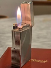 Accendino S.T. Dupont Ligne 1 GM Lignes Obliques D. Gravé argento – Ref 14167