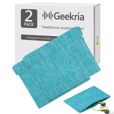 Geekria 2 pack Soft Elastic Earbuds Pouch Case / Headphone Carrying Bag