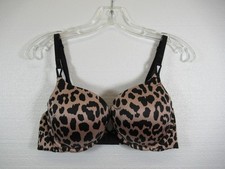 Victorias Secret Bombshell Plunge Extreme Push Up Bra 36C Animal Print Underwire