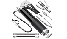 8000 PSI Heavy Duty Grease Gun Kit with Coupler, Hose, Needle & Rigid Pipe