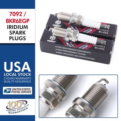 2Pcs   Iridium Spark Plugs 7092 BKR6EGP Fit For 2001-2005 Kia Rio New