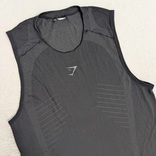 Gymshark Men's Medium Apex Slim Fit Sport Seamless Tank Top Black/Gray