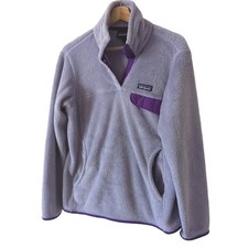 Patagonia Re-Tool Snap-T Pullover Top Womens Medium Purple Sweatshirt Fleece