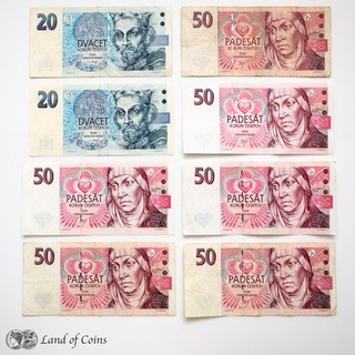 CZECH REPUBLIC: Set of 8 Czech Koruna Banknotes.