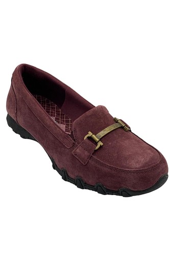 Skechers Bikers Suede Slip-On Shoes Be Clutch Burgundy 8 M | eBay