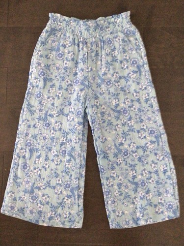 BTWEEN-4T-Girl’s Summer Pants-Blue & White Floral-Elastic Waist-Pockets - Picture 6 of 12