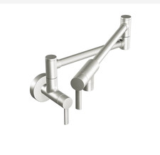 MOEN S665 DOUBLE HANDLE WALL MOUNT KITCHEN POT FILLER STAINLESS 5.5 GPM PERFECT 