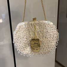 Purse Clutch Prom Beaded Handmade Hong Kong By JEM Iridescent Vintage Sparkle