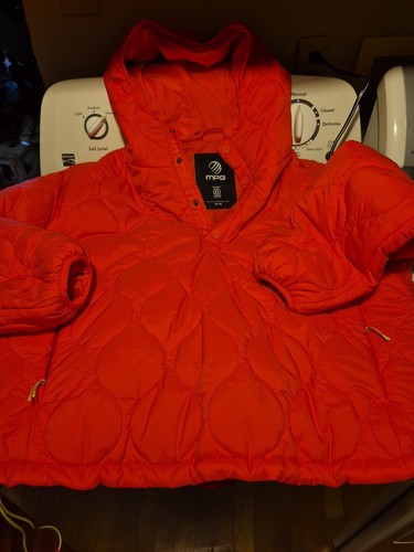 Mpg Womens Quilted 1/4 Snap Hoodie Jacket Medium