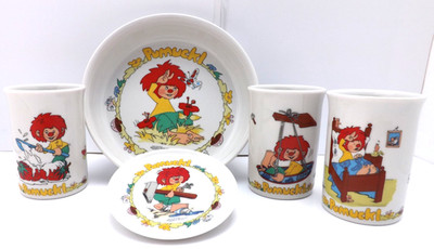 Pumuckl Porzellan Set Teller Becher Rösler Ellis Kaut Buchagentur München 1983