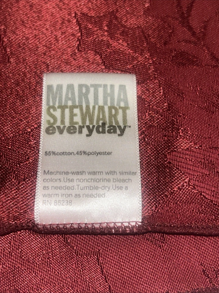 Martha Stewart Holiday Burgundy Tablecloth Rectangular 60”x82”. Nice. - Image 2 of 4