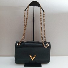 Louis Vuitton Calfskin Chain Black Gold Shoulder Bag Used Women Classic Fashion