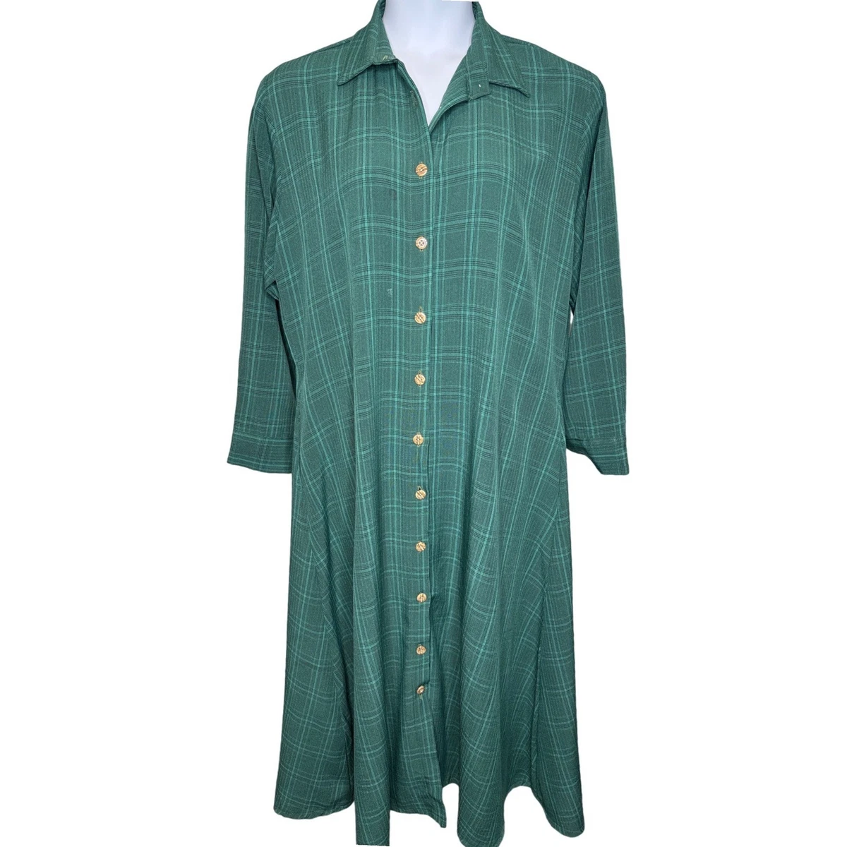 green emerald velvet dress Share Your Story Green Plaid Shirt Dress, Large - The Mint Julep Boutique