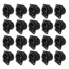 20x XLR 3Pin Male Panel Mount Chassis Audio Connector Fine Nickel Plated Housing