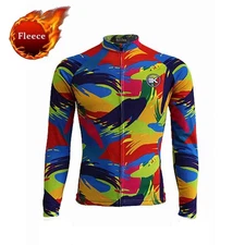 Men's Winter Cycling Jersey Long Sleeve Thermal Fleece Bike Shirt Cycling Top