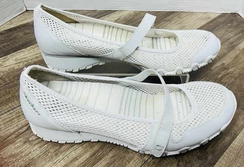 SKECHERS Sport Sassies Shoes Women 11 Wide White Mesh One Strap Mary Jane Wedge - Picture 2 of 8