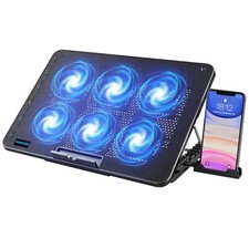 LIANGSTAR Laptop Cooling Pad 6 Quiet Fans 12-17 Inch 7-Height 2 USB Ports