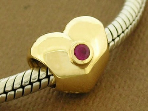 Dije Cuentas Corazón Bd054 GENUINO 9 quilates Oro Amarillo Sólido Rubí Amor Natural - Imagen 3 de 3