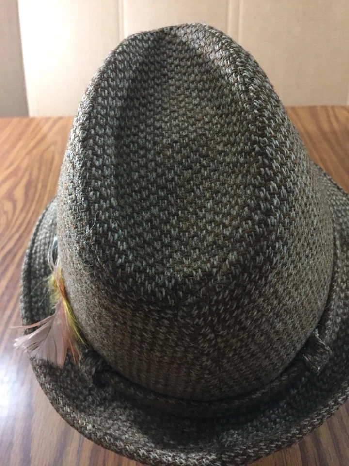 De Colección Años 50 60 Dobbs Fedora Sombrero Para Hombres 7 Marrón Tweed Pata de Gallo Lana Pluma Dapper Foto 4 de 4