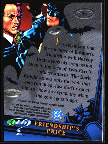 Jb11b Dc Comics 1995 Fleer Metal Batman Forever #48 Friendships Price Two Face - Picture 2 of 2
