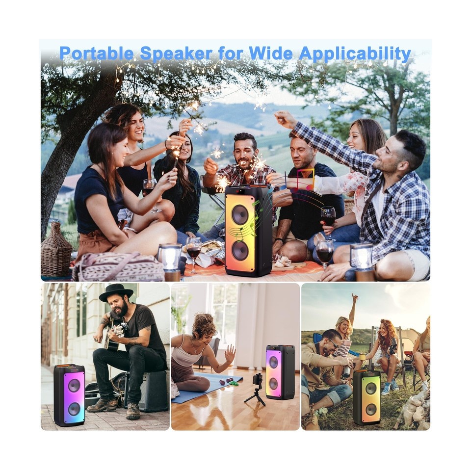 Karaoke Machine with 4 Wireless Microphones, Portable Bluetooth Speaker