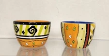 RARE 2 Ganz Bella Casa Salsa/Dip Bowls or Cups BLUE & ORANGE