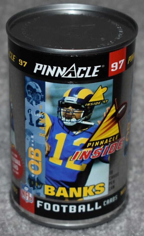 1997 PINNACLE INSIDE ST. LOUIS RAMS TONY BANKS NFL CARDS IN A CAN