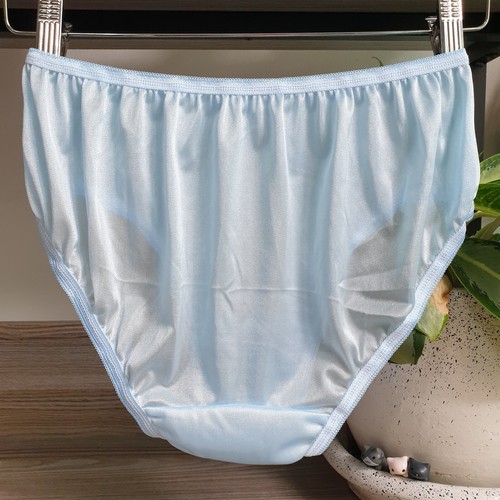 Vintage Slippery Nylon Panties Pastel Blue Bikini Sheer Brief Sz. 7-8 Hip 38-42" - Picture 8 of 13