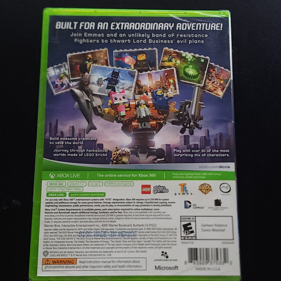 LEGO Movie Videogame Xbox 360 - New, Factory Sealed, NTSC, Y-Fold, Good ...