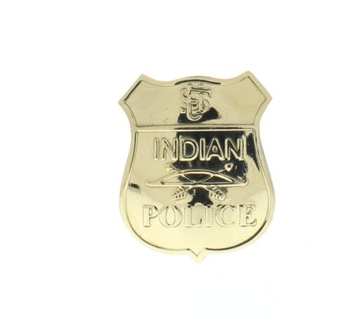 Prendedor insignia latón brillante policía india en relieve - Imagen 2 de 3
