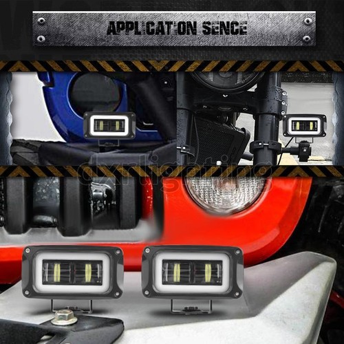 2PCS 4in LED Work Light Bar Halo DRL Driving Pods Spot Offroad SUV ATV Truck UTV - Picture 7 of 14