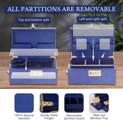Bamboo Stash Boxes with Combination Lock, Upgraded with Metal Carrying Handle... - Picture 3 of 7