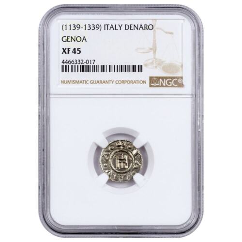 1139-1339 Italy, Republic of Genoa Silver Denaro NGC XF45 (Story Vault) - Picture 2 of 5