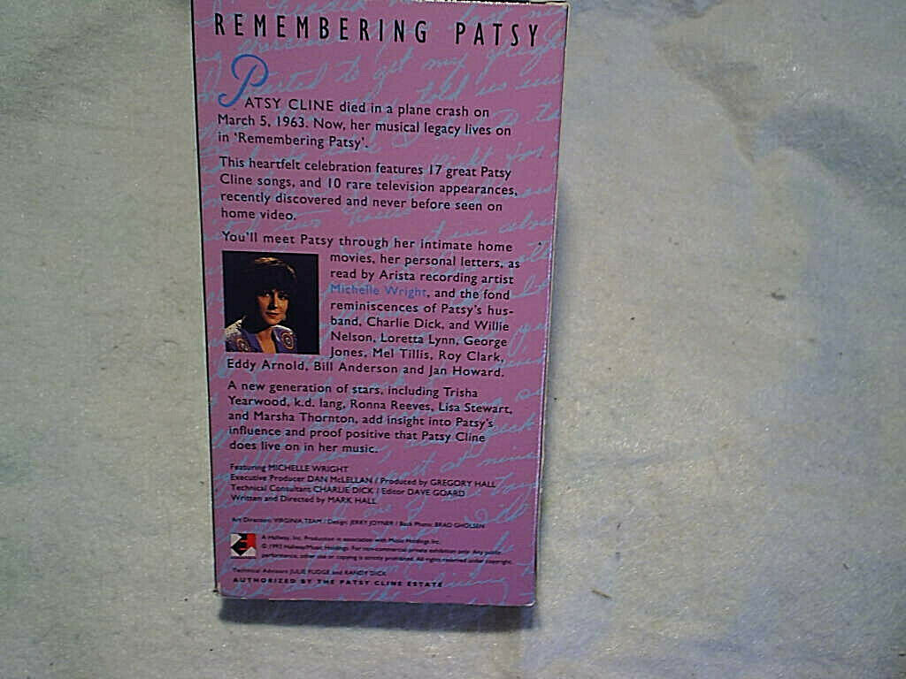 PATSY CLINE REMEMBERING PATSY VHS TAPE,charlie dick,julie fudge
