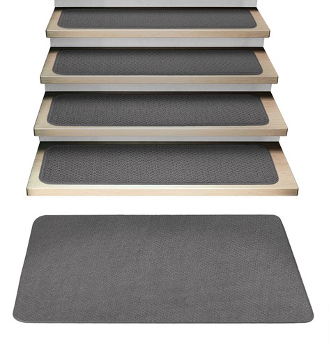 Juego de 15 peldaños de escalera para alfombras y alfombra de aterrizaje a juego - gris - Imagen 5 de 5