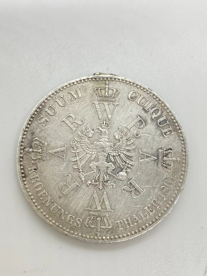 Coronation coin of German-Prussian Thaler 1861 for King William I and Augusta - Image 2 of 4