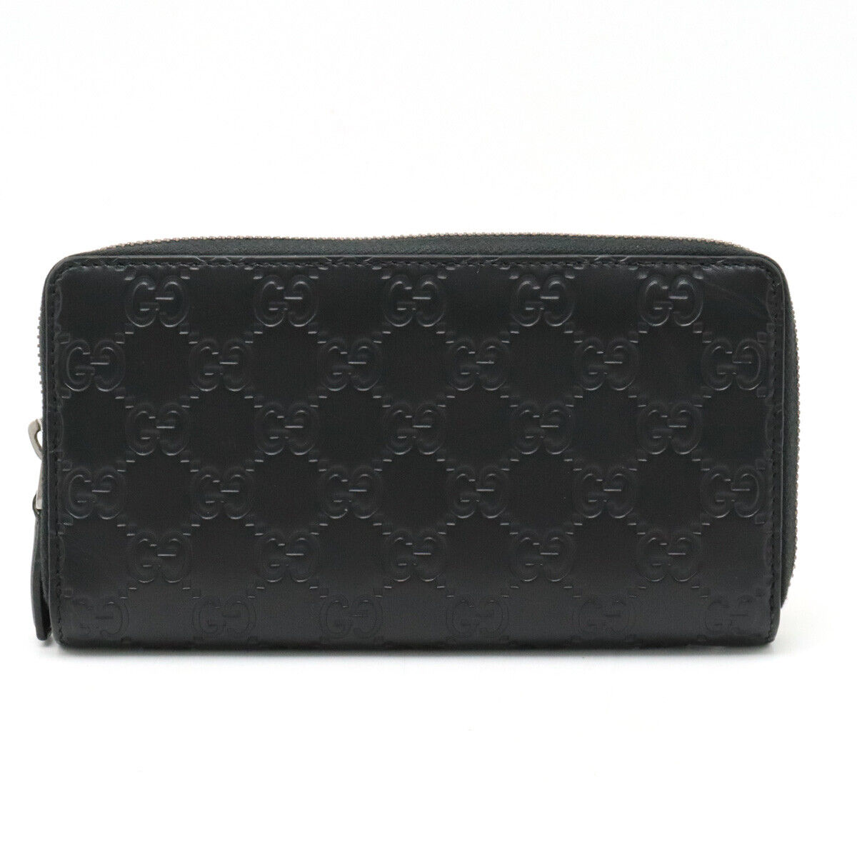 GUCCI Shima round zipper long wallet leather black silver GUCCI Shima round zipper long wallet leather black silver