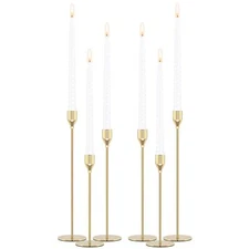Gold Candle Holders Candlestick Holders for Taper Candles Set of 6 Modern Dec...