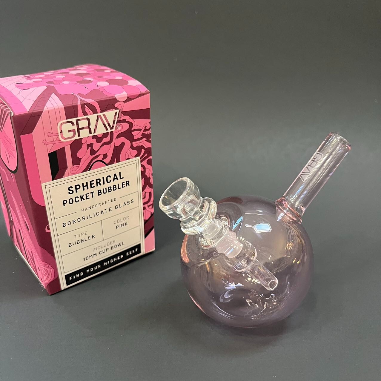 GRAV® 4" Spherical Pocket Bubbler 10mm Glass – Pink US Seller